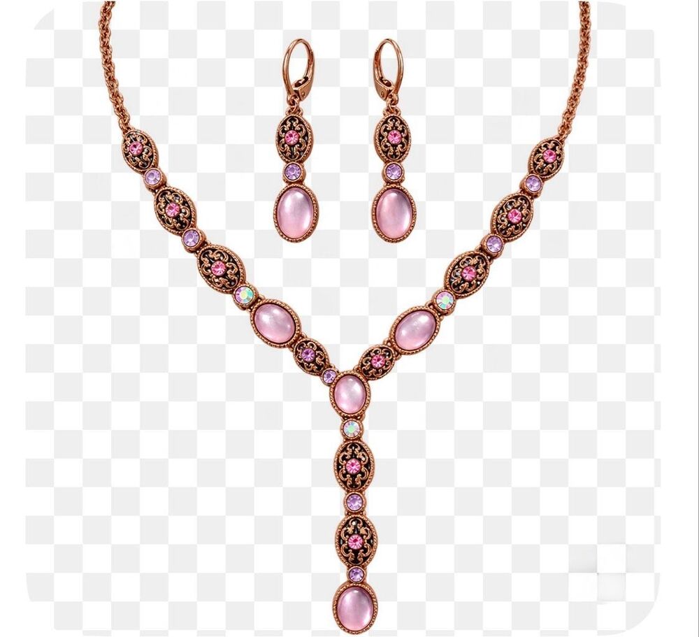 Vintage Avon Copper-Tone Y Necklace & Matching Drop Earrings Set in Original Gif